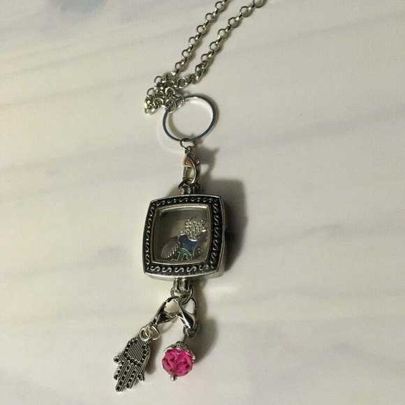 Upcycled Watch Case Pendant Necklace Floating Locket Charms Tropical Mystical - Picture 5 of 5